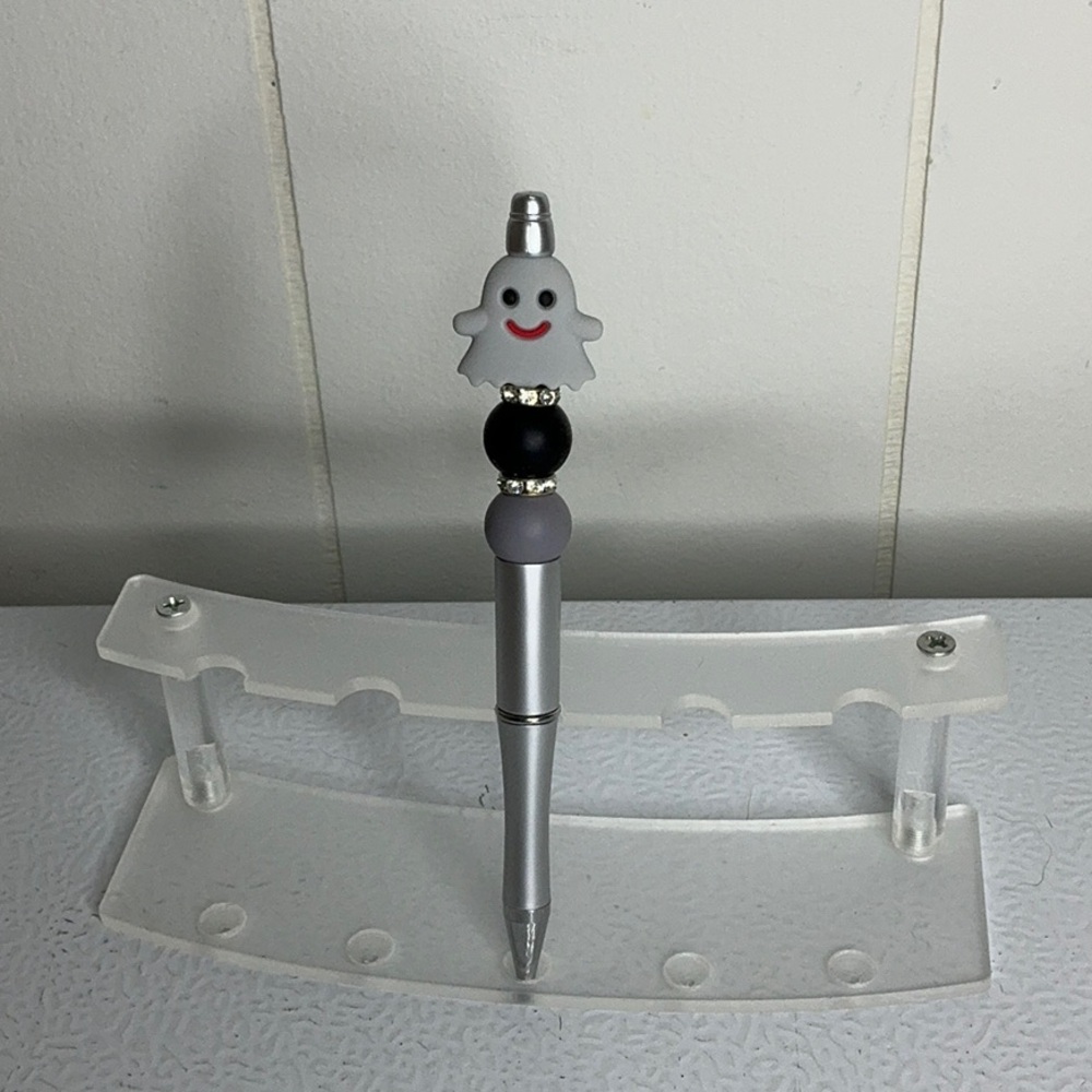 Silver Ghost Pen with Beads